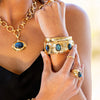Cleopatra Grande Hinged Bangle in Gold/ /Blue Labradorite