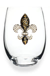 Gold Fleur De Lis Stemless Wineglass