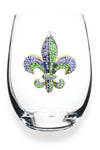 Mardi Gras Fleur De Lis Stemless Wineglass