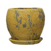 YELLOW TERRA COTTA PLANTER W SAUCER