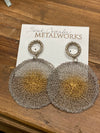 Knit Circle Earrings - Silver w. Gold Center